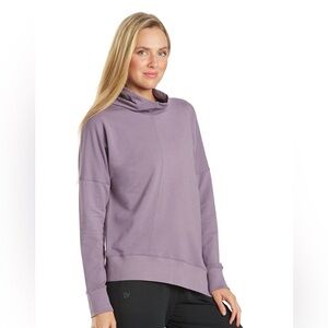 Everyday Yoga Women’s Shine Solid Roll Neck Asymmetric Sweatshirt, Size Medium
